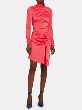 A.L.C Joss Ruched Asymmetric Satin Dress