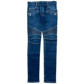 Balmain Distressed Biker Jeans Blue Pre-Owned