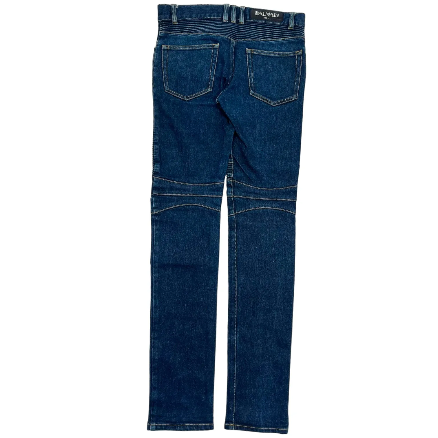 Balmain Distressed Biker Jeans Blue Pre-Owned