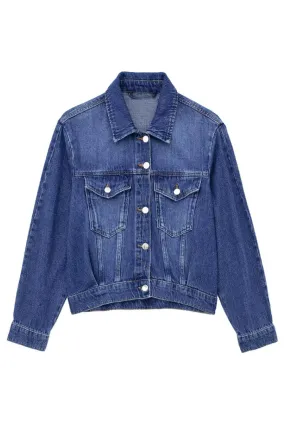 'Bertha' Collared Cropped Denim Jacket