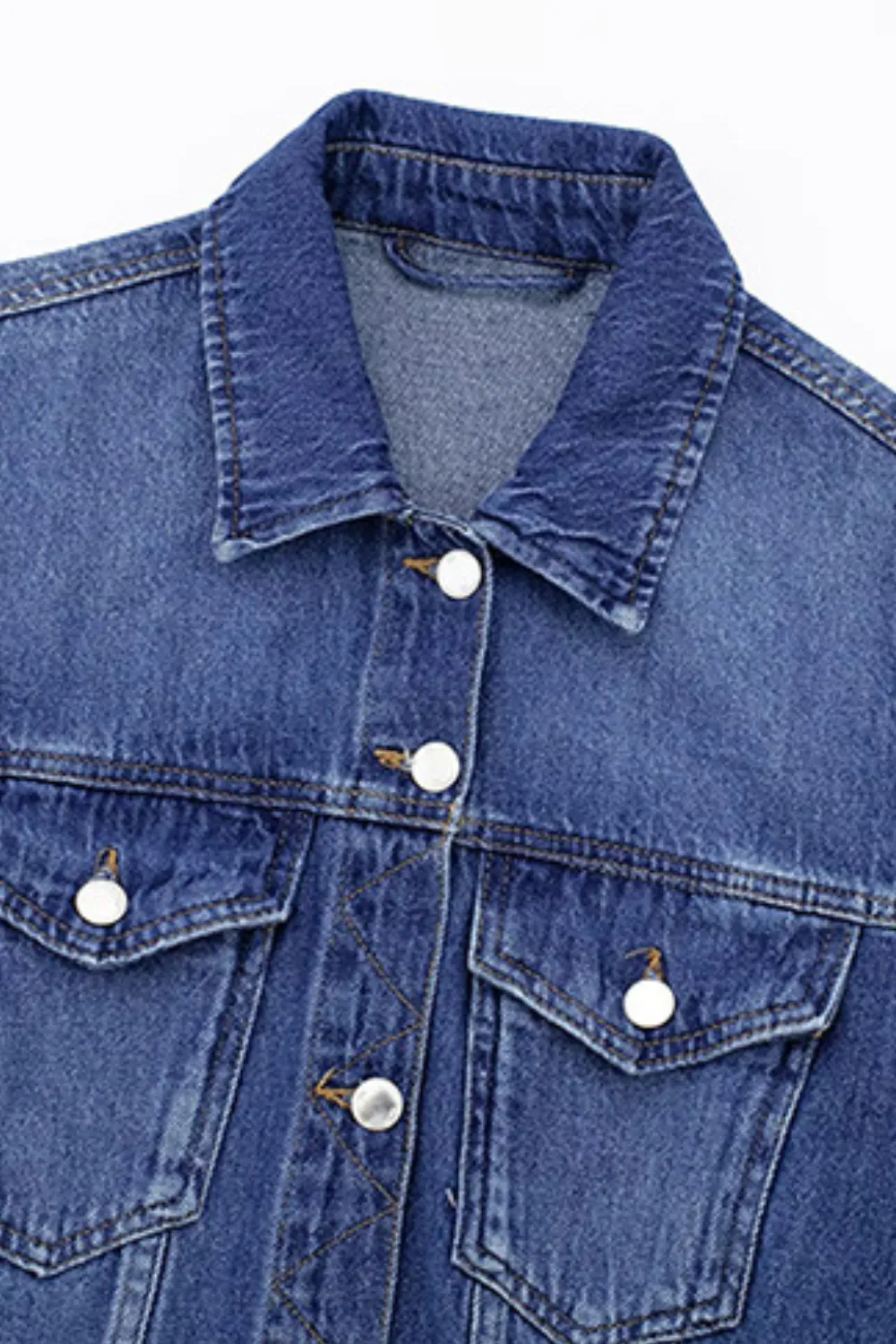 'Bertha' Collared Cropped Denim Jacket