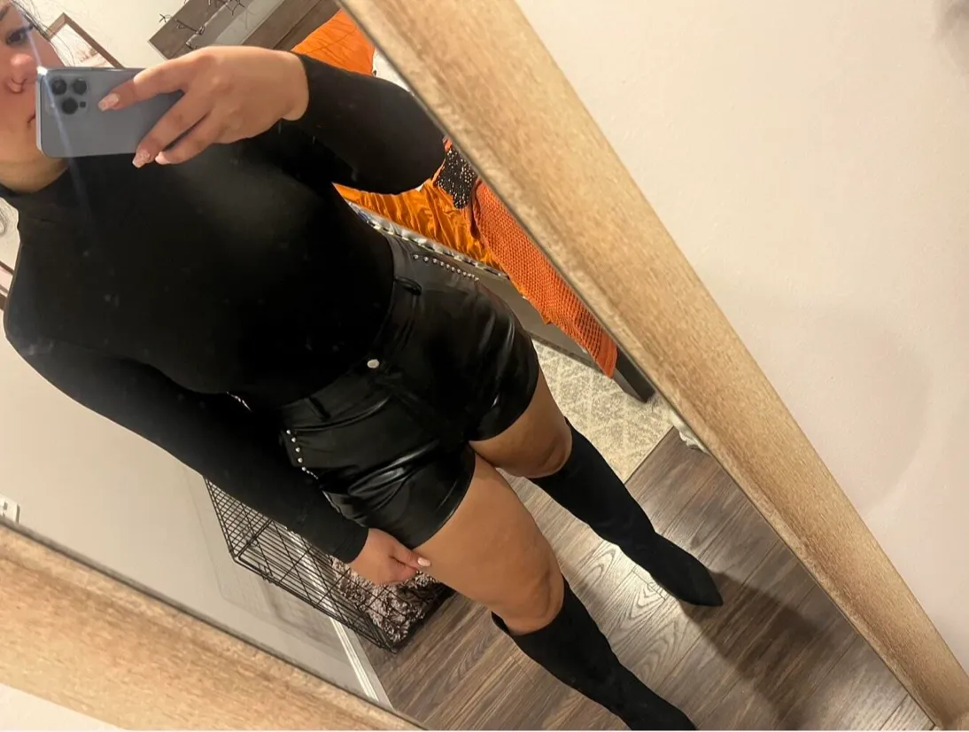 black leather shorts high waist