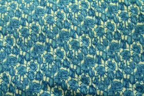 Blue Winter Rose #2 White Patchwork / Craft Fabric SOLD OUT