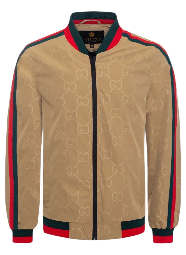 Camel Red Green Strips Full Zip-Up Men's Jacket Italian Designer Long Sleeve Style No: CJK-2424