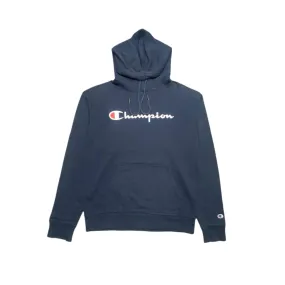 Champion Navy Hoodie with Iconic Script Logo | Medium/Large