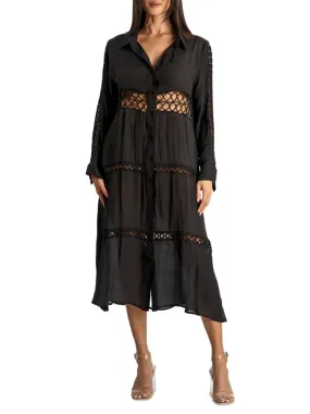 Crochet shirtdress La Moda Clothing, black