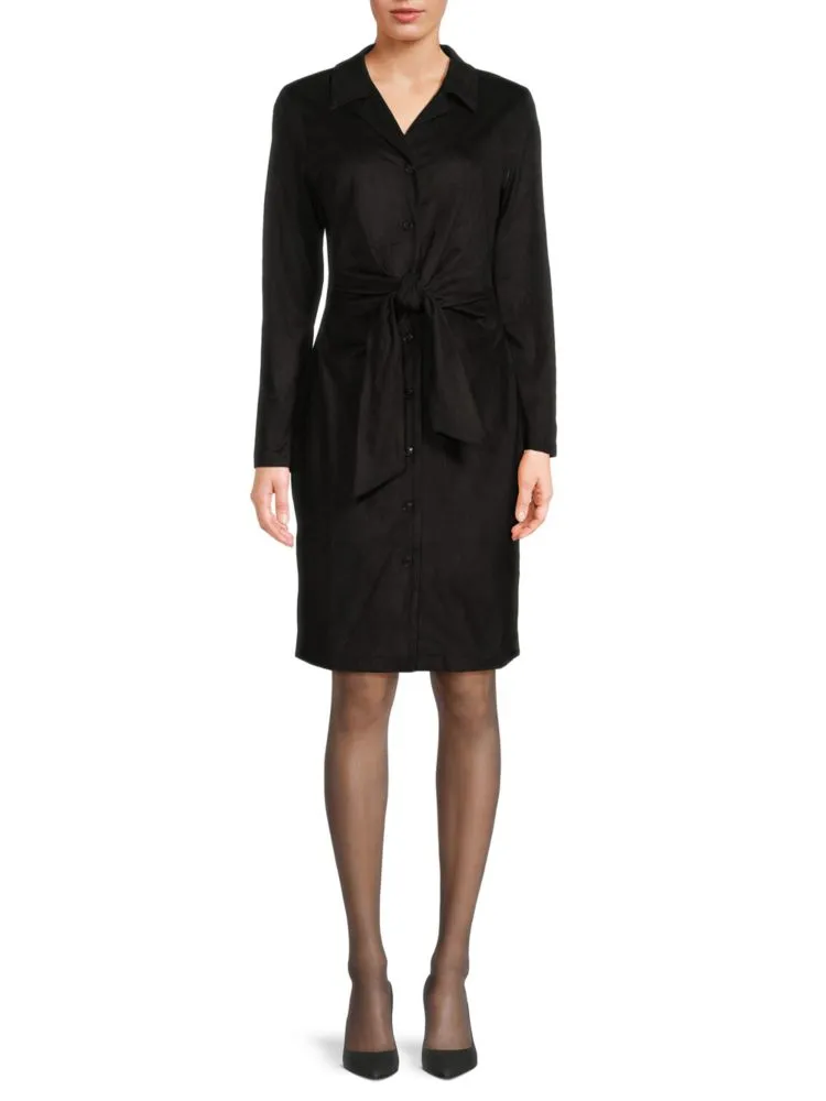 Donna Karan Tie Front Shirt Dress, Black