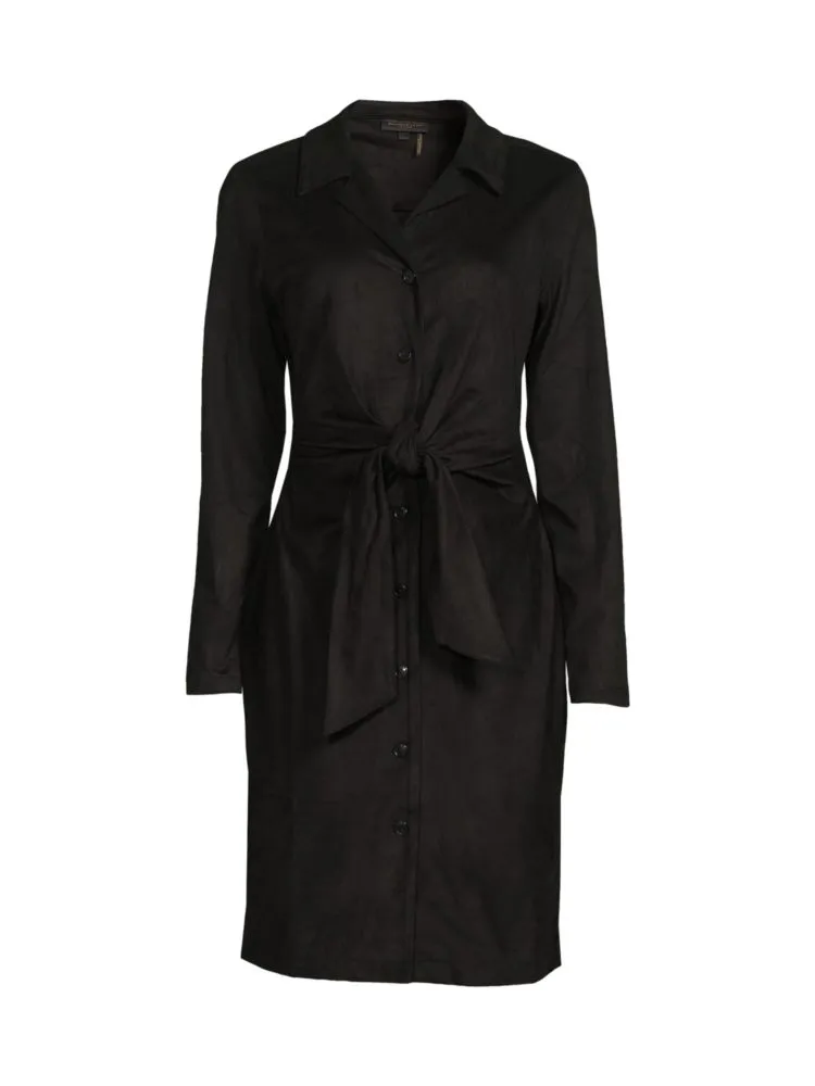 Donna Karan Tie Front Shirt Dress, Black