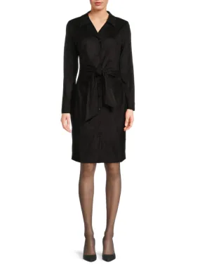 Donna Karan Tie Front Shirt Dress, Black