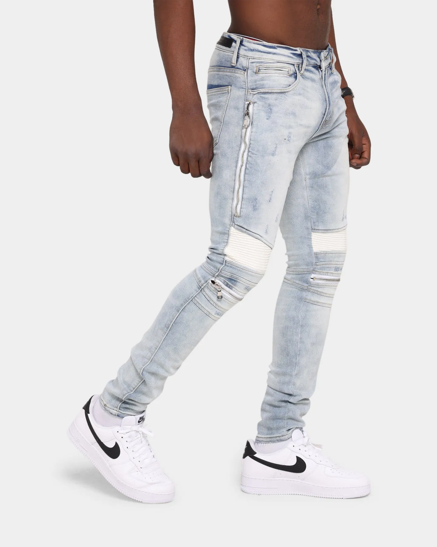 Embellish Sunny Biker Denim Jean Light Blue