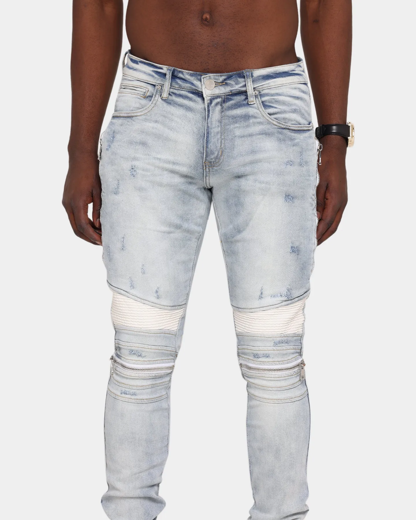 Embellish Sunny Biker Denim Jean Light Blue