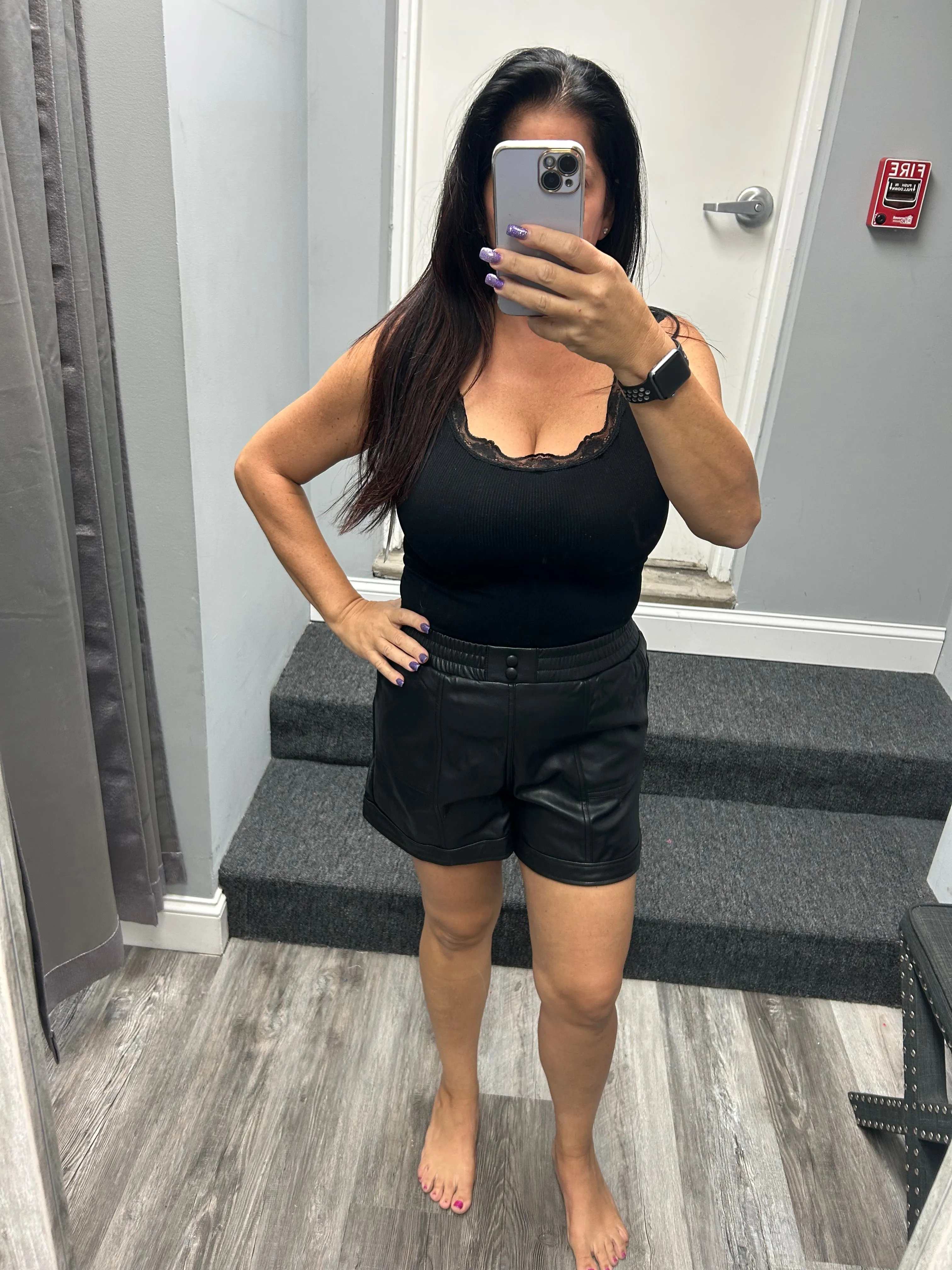 Faux Leather Casual Shorts - Black or Chocolate