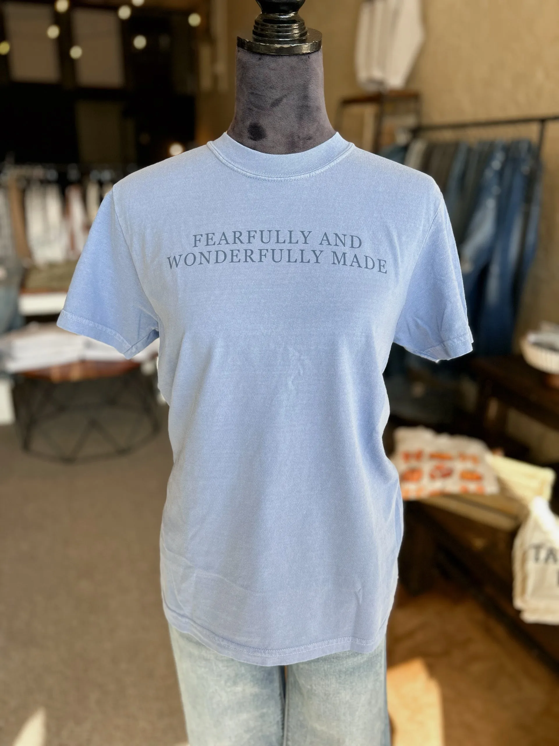 Fearfully   Wonderfully Made Tee - Denim Blue