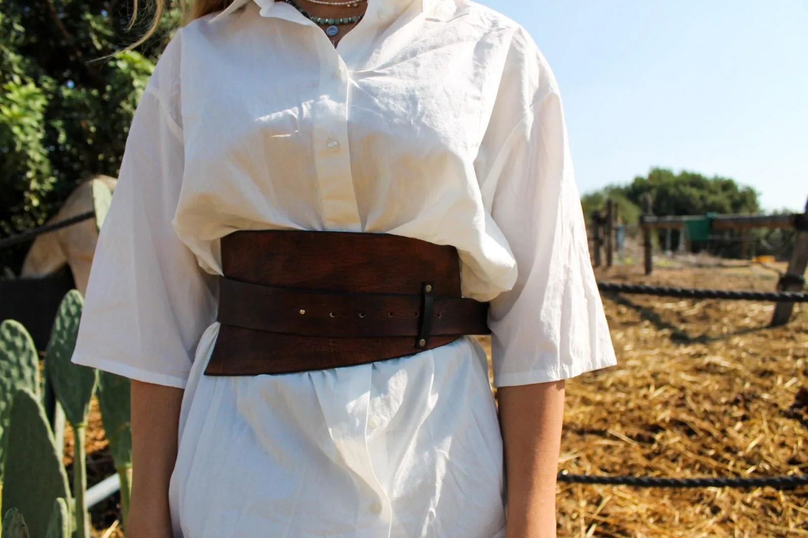 Handcrafted Brown Leather Waist Belt with Bronze Ring Closure by ISHAOR  Exclusive Design