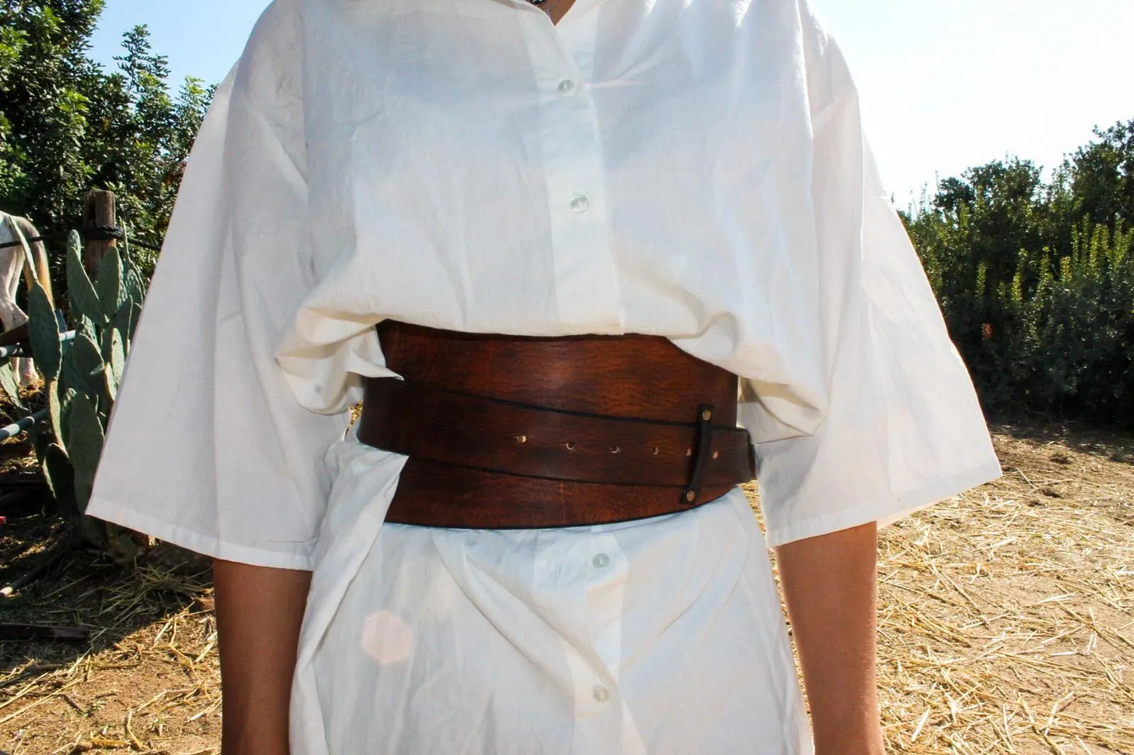 Handcrafted Brown Leather Waist Belt with Bronze Ring Closure by ISHAOR  Exclusive Design