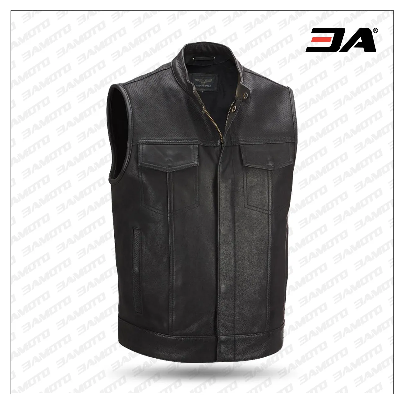 Leather Cycle Performance Patchwork Leather Vest-Wilsons Replica