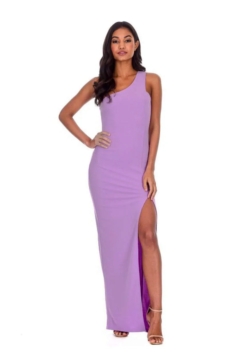 Lilac Asymmetric Thigh Split Maxi Dress