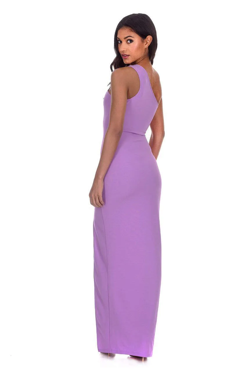 Lilac Asymmetric Thigh Split Maxi Dress