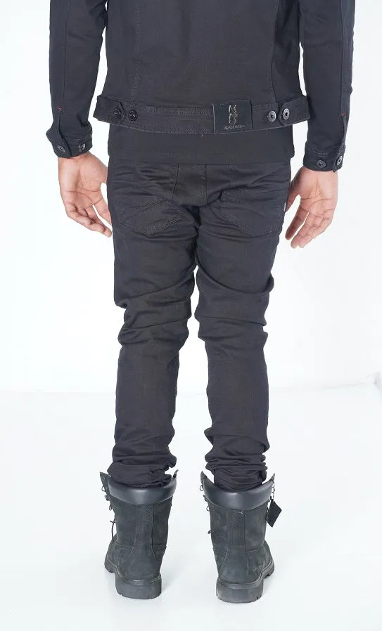 M1926 - Makobi Core Denim Biker Jeans - Jet Black