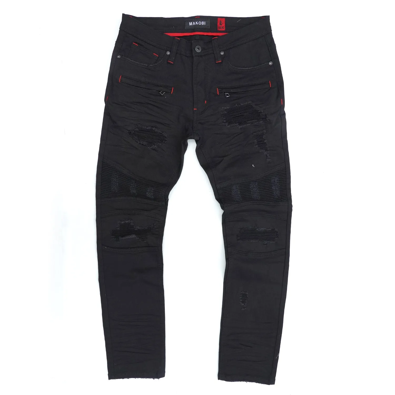 M1926 - Makobi Core Denim Biker Jeans - Jet Black