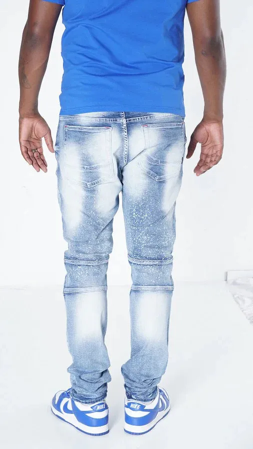 Makobi M1757 ALKI BIKER JEANS - LIGHT WASH