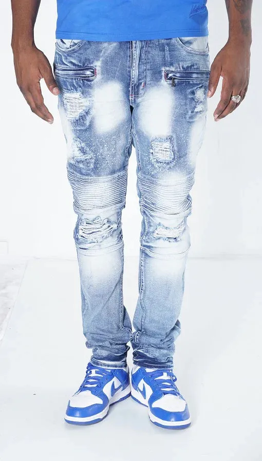 Makobi M1757 ALKI BIKER JEANS - LIGHT WASH