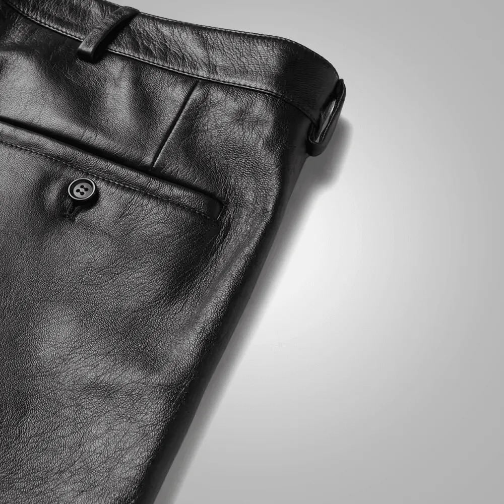 Men's Black Leather Shorts