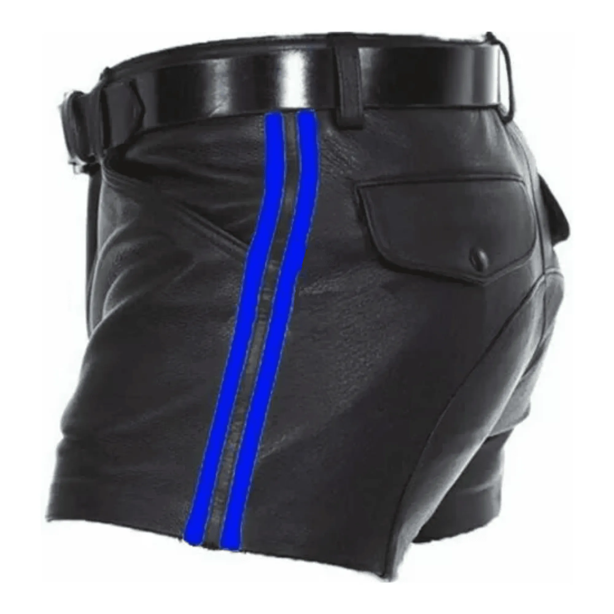 Mens Leather Shorts Half Pants Style with Strips