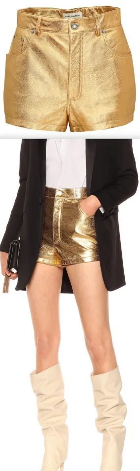 Metallic Leather Shorts