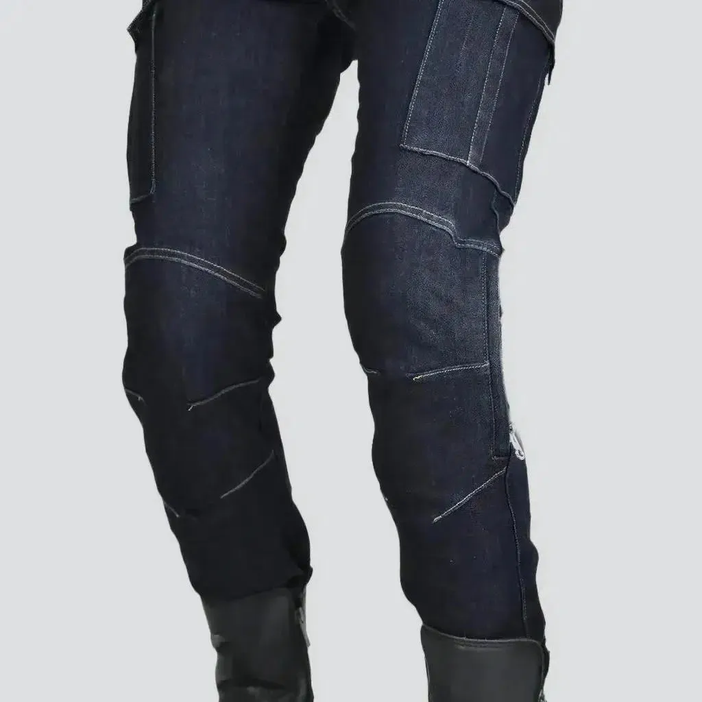 Mid-waist women's motorcycle jeans