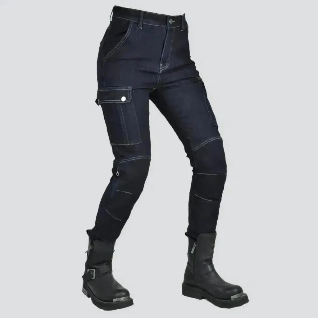 Mid-waist women's motorcycle jeans