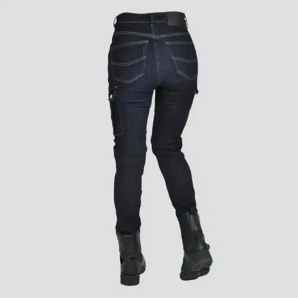 Mid-waist women's motorcycle jeans