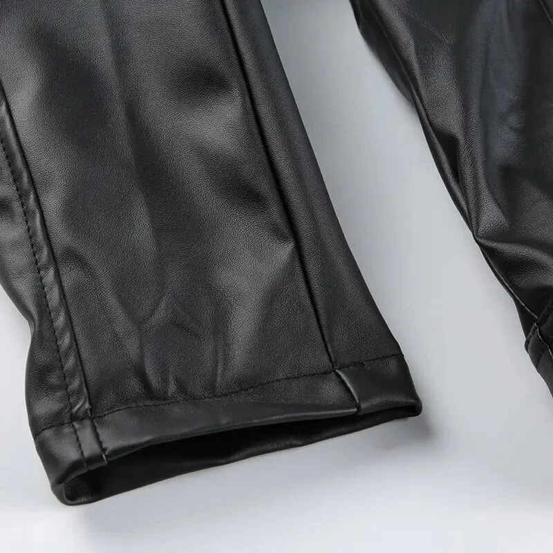 Motorcycle Black Zip-Up Leather Jacket