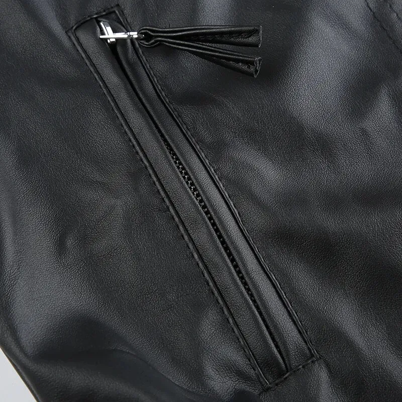 Motorcycle Black Zip-Up Leather Jacket