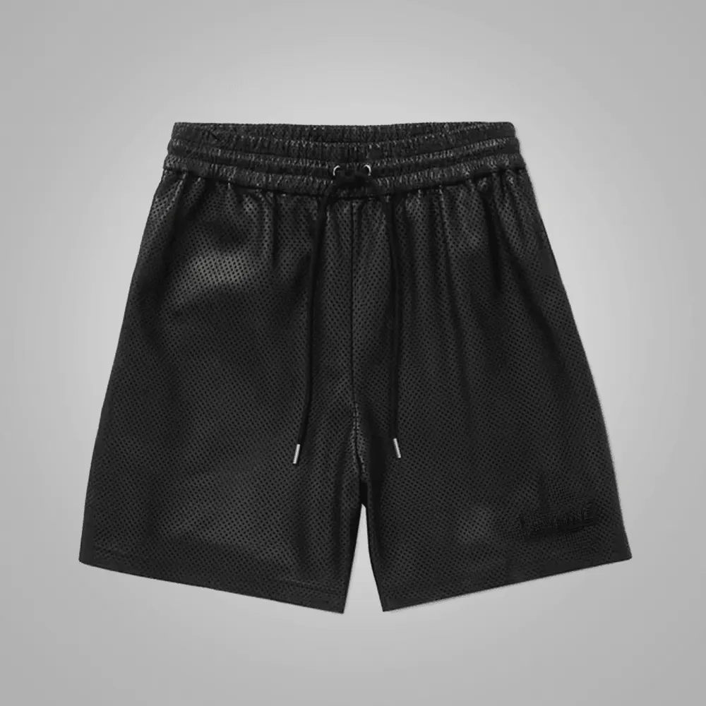 New Black Leather Shorts For Men