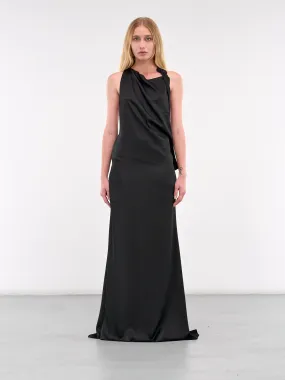 Plunged Back Satin Maxi Dress (DR074D-BLACK)