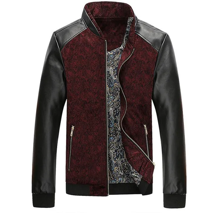 Premium Patchwork Leather Slim Fit Jacket