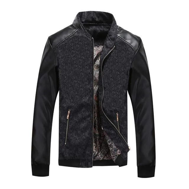 Premium Patchwork Leather Slim Fit Jacket