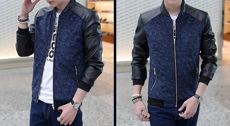 Premium Patchwork Leather Slim Fit Jacket