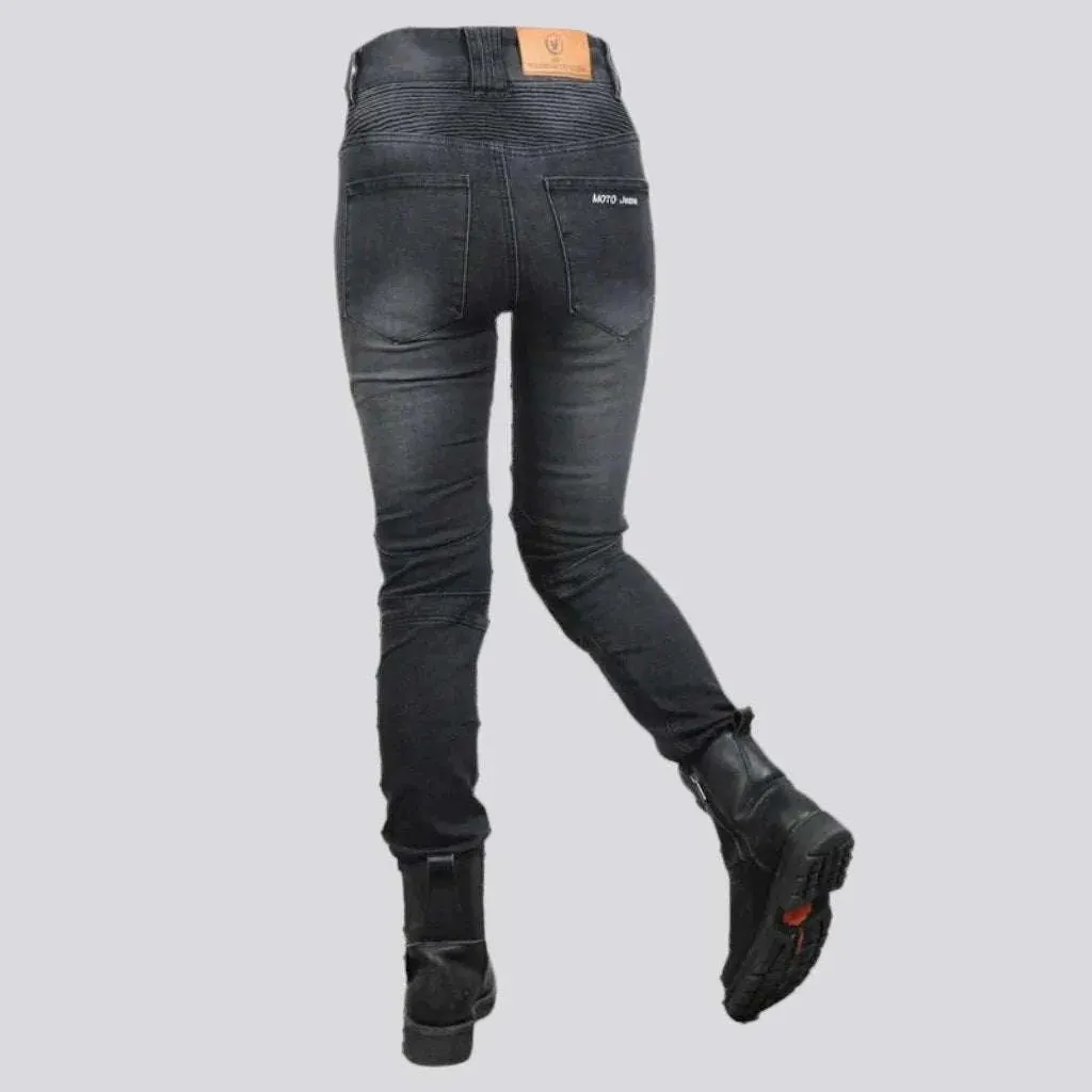 Sanded women's riding jeans