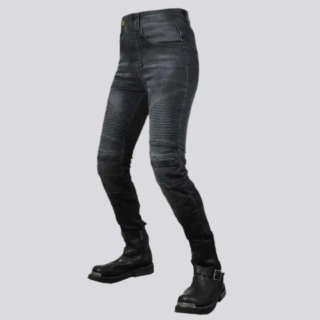 Sanded women's riding jeans