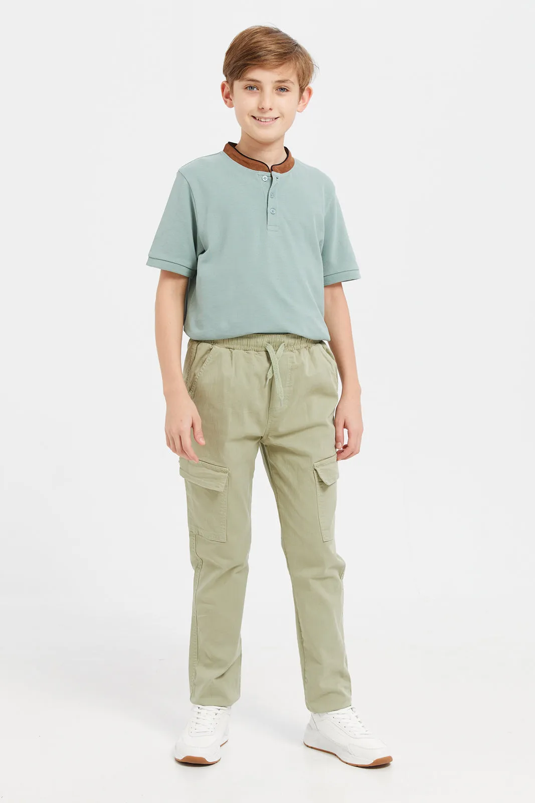 Senior Boys Olive Cargo Pocket Jogger