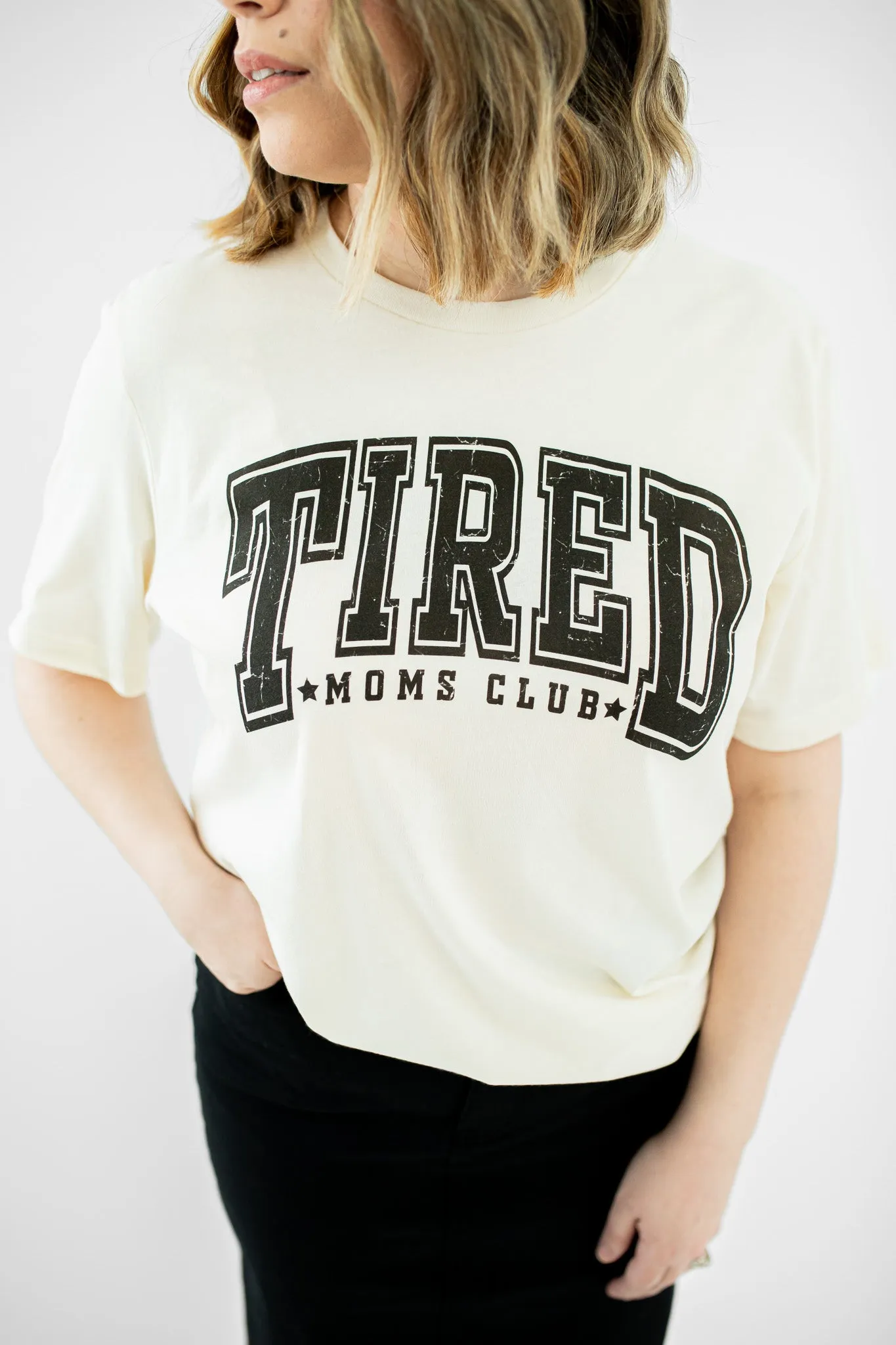 Tired Moms Club Graphic Tee in Natural