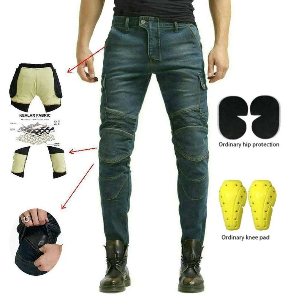 Wear resistant biker denim pants