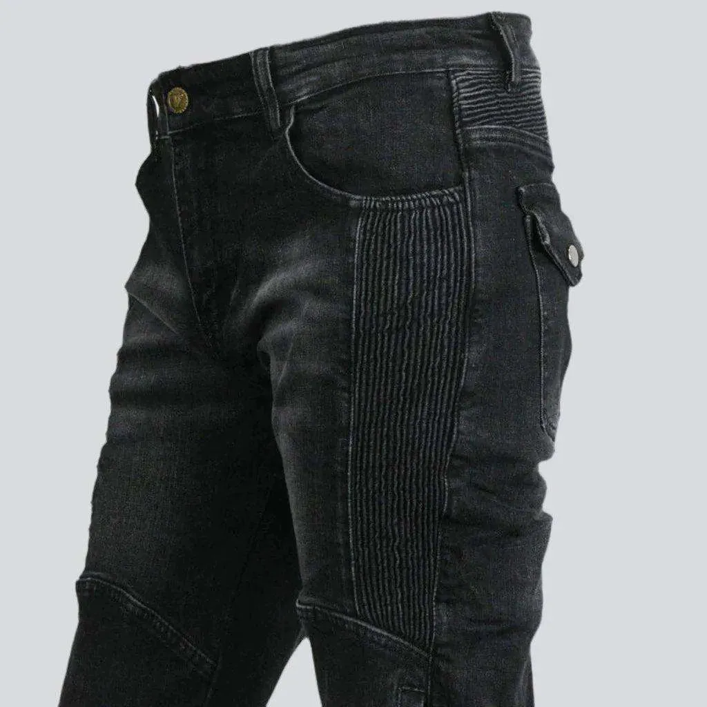 Wear-resistant ladies biker jeans