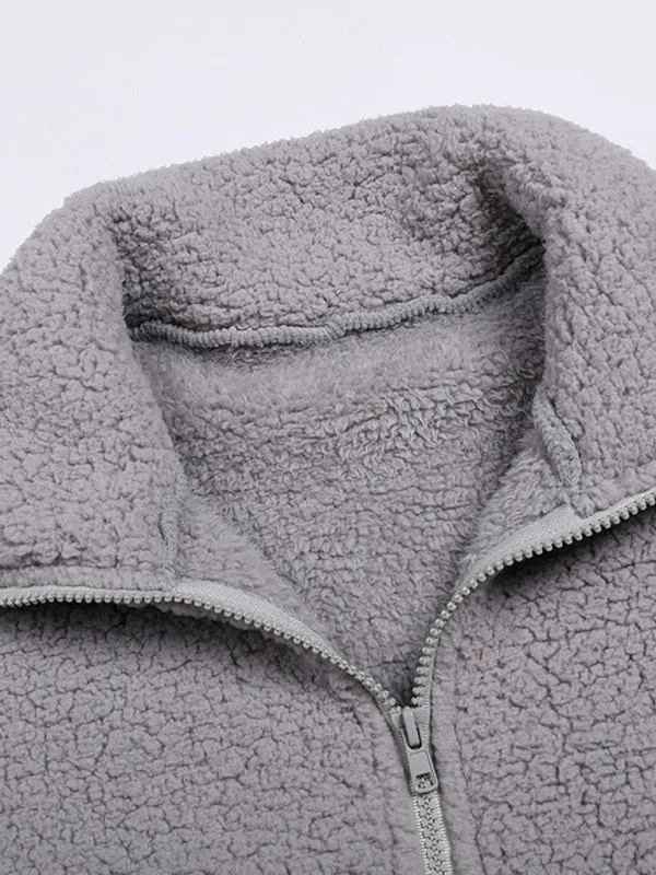 Winter Zip-Up Fluffy Plush Quilted Jacket