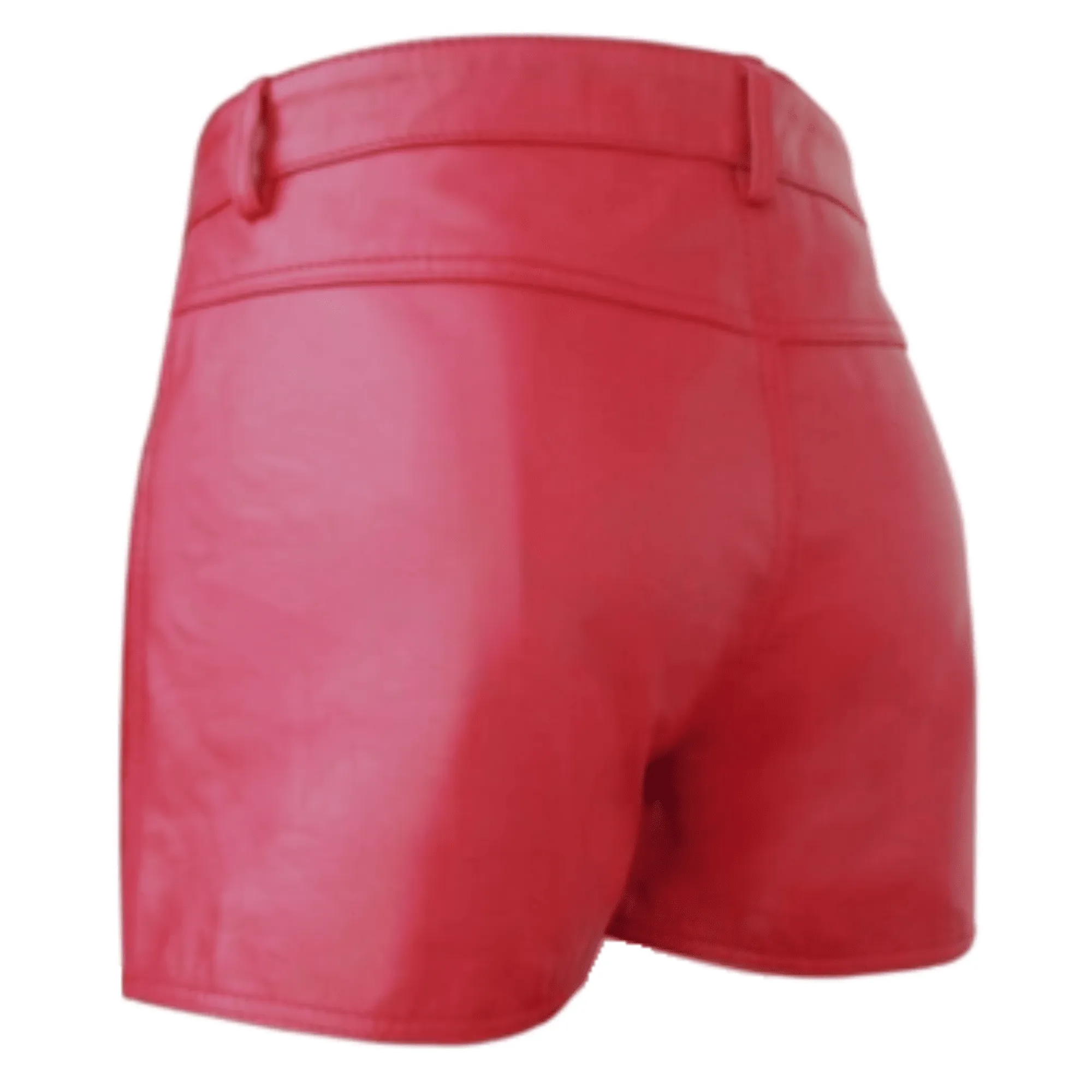 Women Red Leather Shorts with Pockets